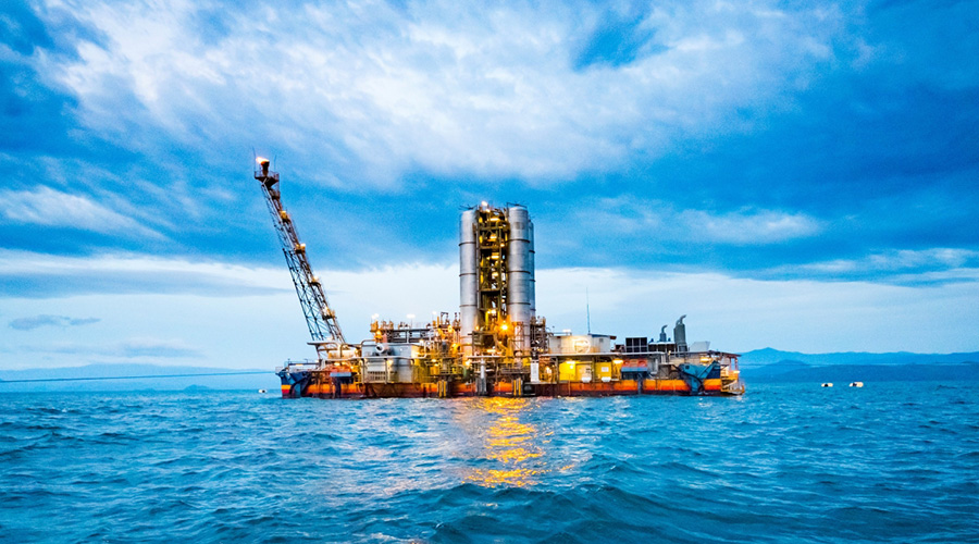 Kivu-Watt methane gas extraction facility on Lake Kivu. 