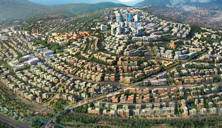 Part of the artistic aerial view of Kigali in the new master plan, which was unveiled on Friday, September 4. If implemented as per the plan, at least 58% the cityu2019s low income earners could get decent housing by 2050. / Photo: Courtesy.