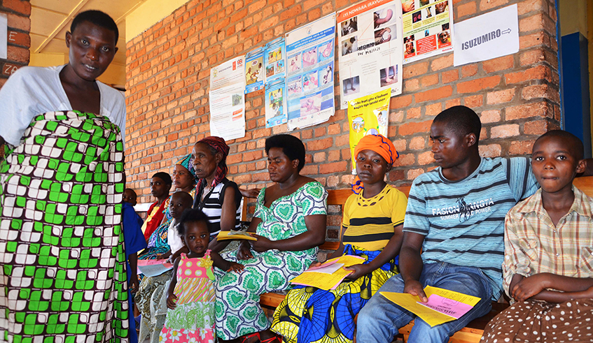 Patients wait for services at Bugarama Health Centre in Rusizi District in 2019. 