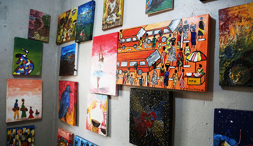 Some artworks during an exhibition at Ivuka Arts Centre in Kacyiru. Winners of the Cultural and Creative Industry recovery fund will be picked from 45 project proposals. / Photo: Sam Ngendahimana.