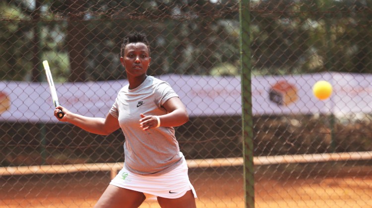 Joselyne Umulisa, 34, during a past tournament at Amahoro Stadium tennis courts. 
