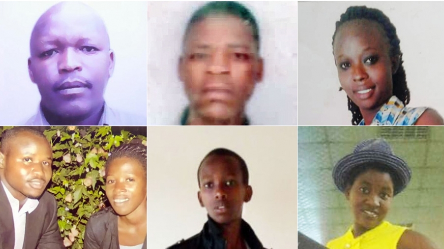 Some of the victims of FLN attacks in south-western Rwanda. Top left is Fidel Munyaneza. 