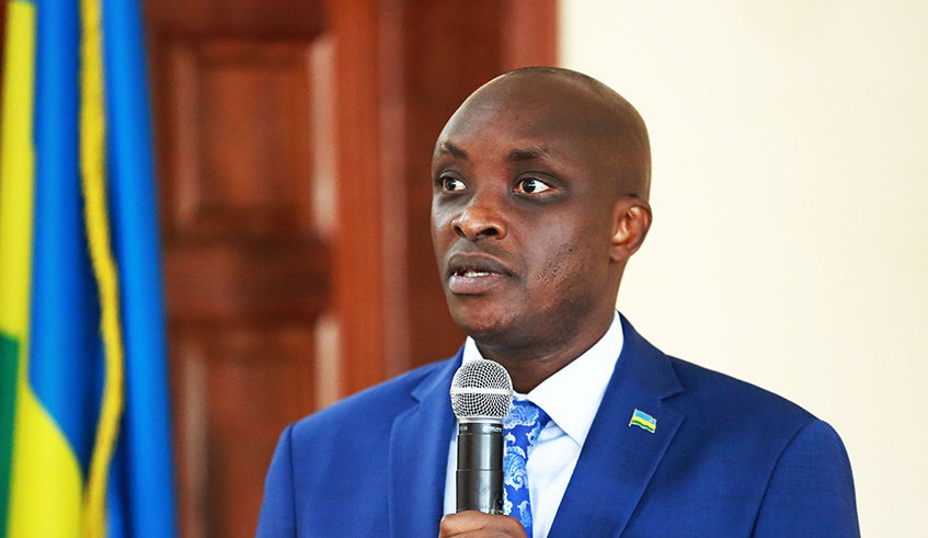 Prosecutor General Aimable Havugiyaremye addresses journalists in Kigali on 5 October  . / Sam Ngendahimana