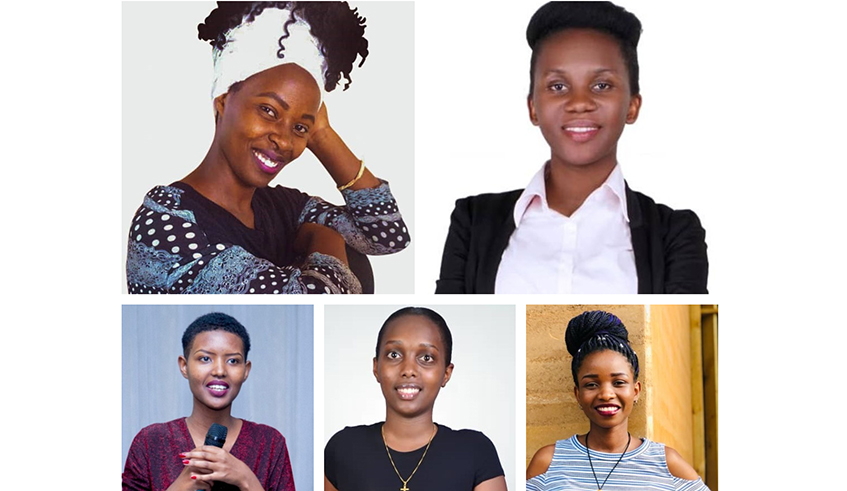 Clockwise: Naome Mugisha, Genevieve Iranyuze, Mignonne Gisele Irankunda, Clemence Tuyishimire and Betty Mutesi. / Photos: Courtesy.