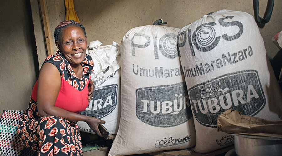Marie Gorethi Murorunkwere, a resident of Ngoma District is a beneficiary of One Acre Fund-Tubura. 