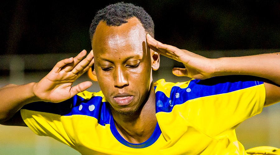 Forward Fiston Nkizingabo during AS Kigaliu2019s evening training session at Kigali Stadium on Wednesday. 