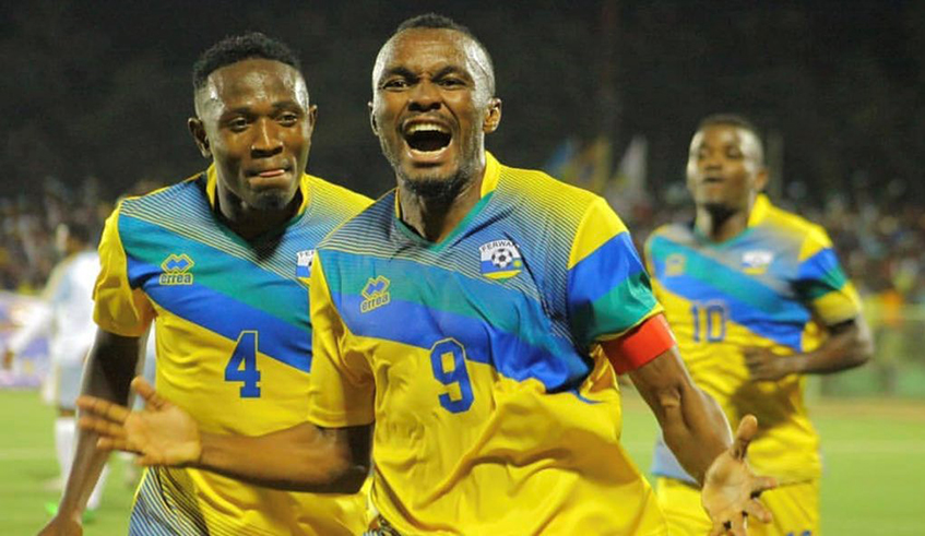 Forward Jacques Tuyisenge (#9) is one of the 11 APR players who joined Amavubi camp at Golden Tulip Hotel on Monday. / File