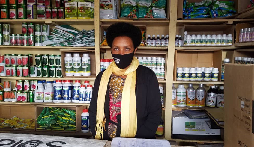 Ruth Mukeshimana in her agro-inputs shop in Kayonza. / Photo: Courtesy.