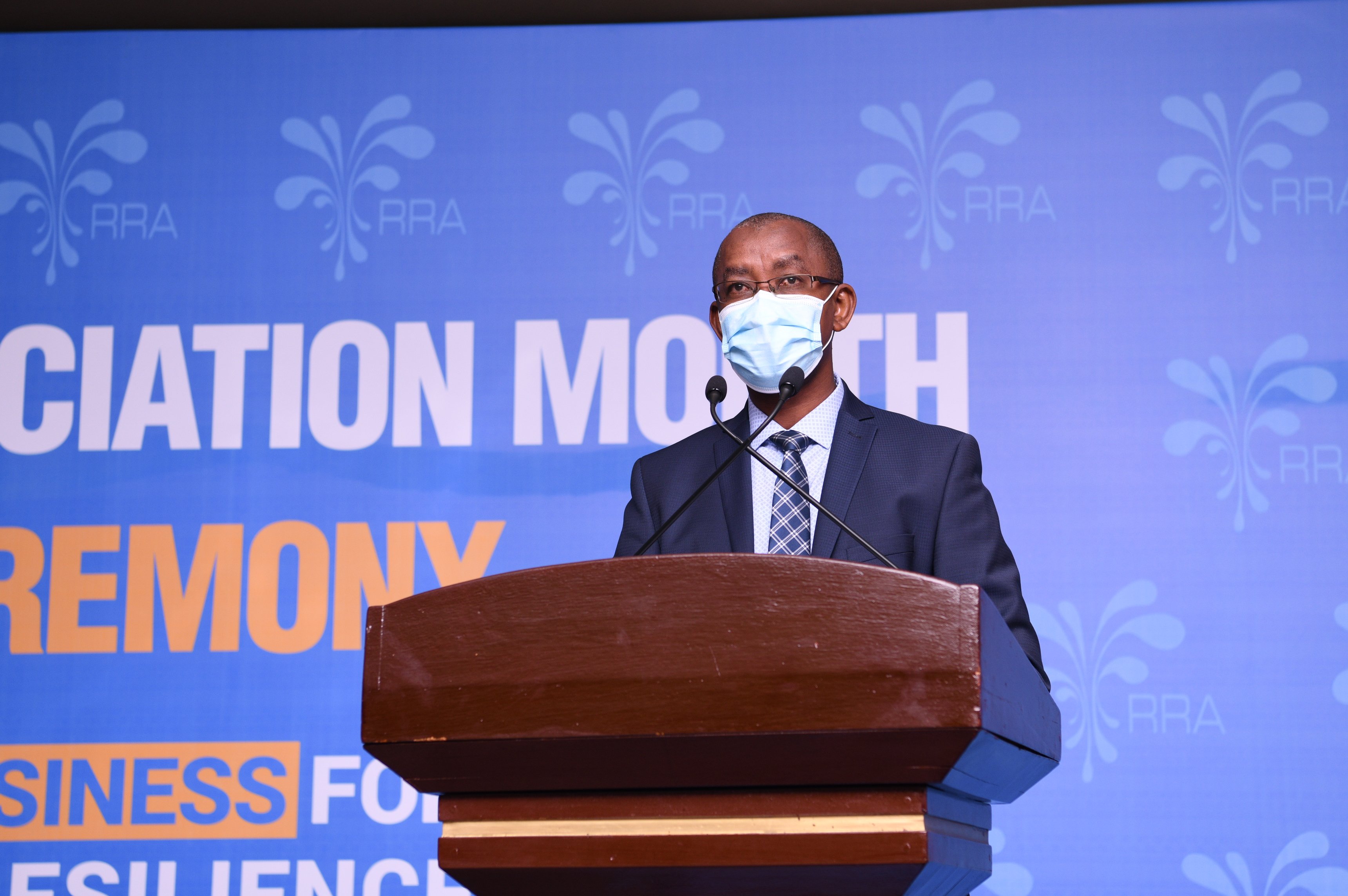 RRAu2019s Commissioner-General, Pascal Bizimana Ruganintwali, shares his remarks during the event on November 4, 2020. 