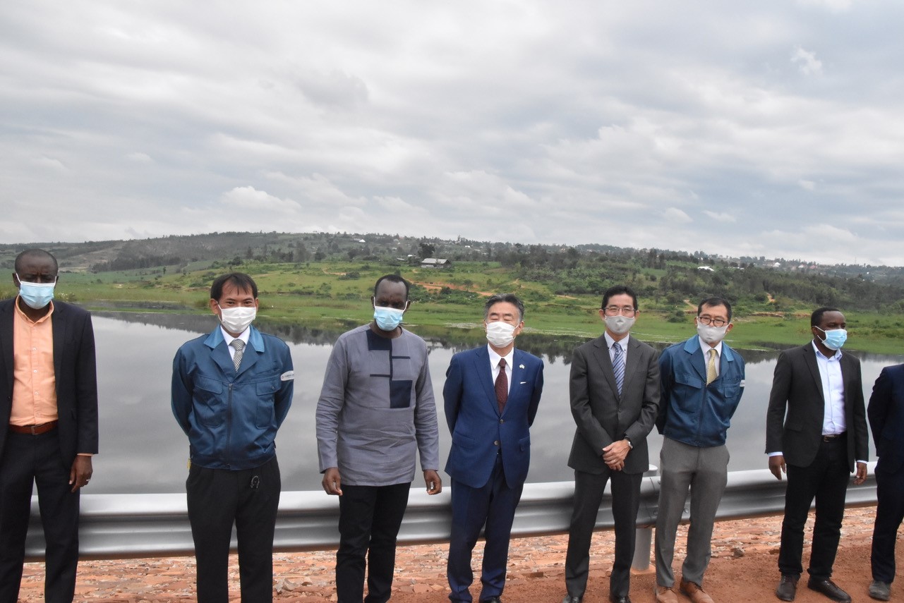 Masahiro Imai, Ambassador of Japan to Rwanda, and Eastern Province Governor, Fred Mufulukye, inaugurating a valley dam in Rwamagana on Thursday.