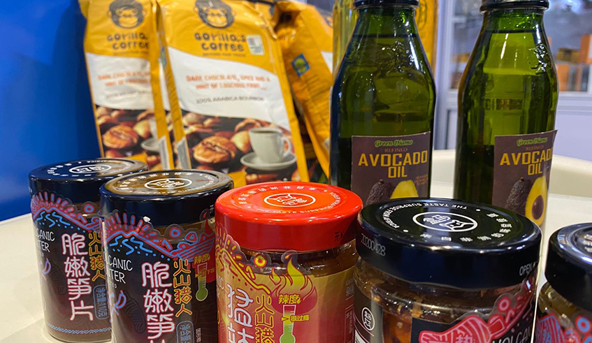 Gorilla Coffee Beans packages are seen here with other Chinese products . / Photo: Courtesy.
