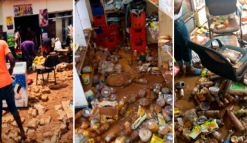 One of shops in Kigali  where owners faced a big  loss due to Mpazi drainage flooding in Nyabugogo in April. / Photo: File.