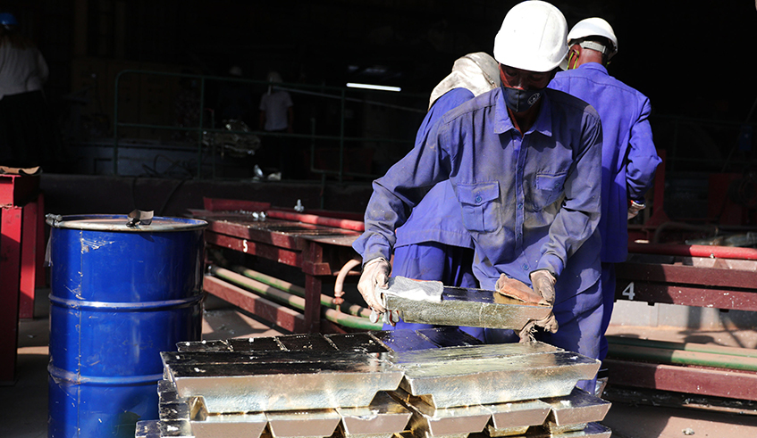 Workers at LuNa Smelter, the sole producer and exporter of tin in both Eastern and Central Africa, in Kigali recently. The Government has put in place an incentive package that seeks to attract investors in mining exploration activities, which is part of a drive to strategically reposition the country’s mining sector in the region. / Photo: Sam Ngendahimana. Workers at LuNa Smelter, the sole producer and exporter of tin in both Eastern and Central Africa, in Kigali recently. The Government has put in place an incentive package that seeks to attract investors in mining exploration activities, which is part of a drive to strategically reposition the country’s mining sector in the region. / Photo: Sam Ngendahimana.