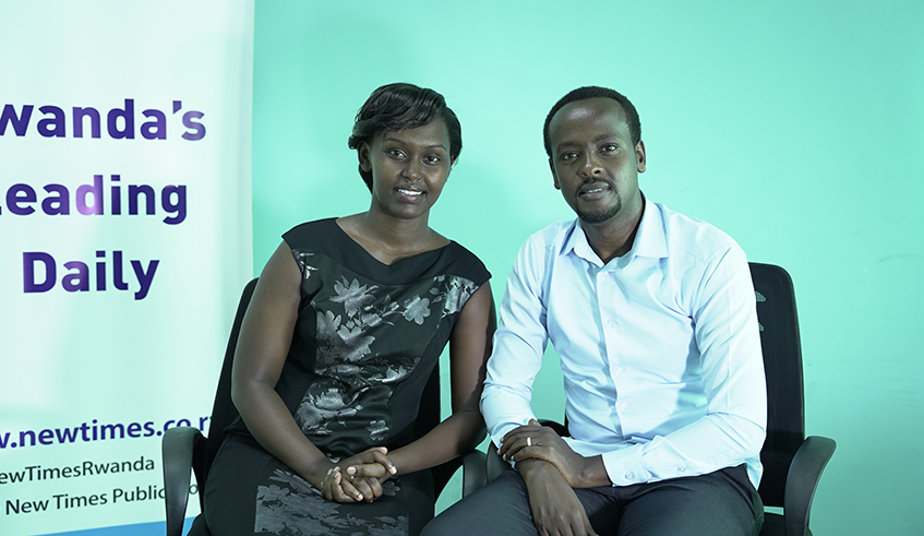 Nelson Manzi and his wife Eunice Irakiza at The New Times offices. / Photo: Gad Nshimiye