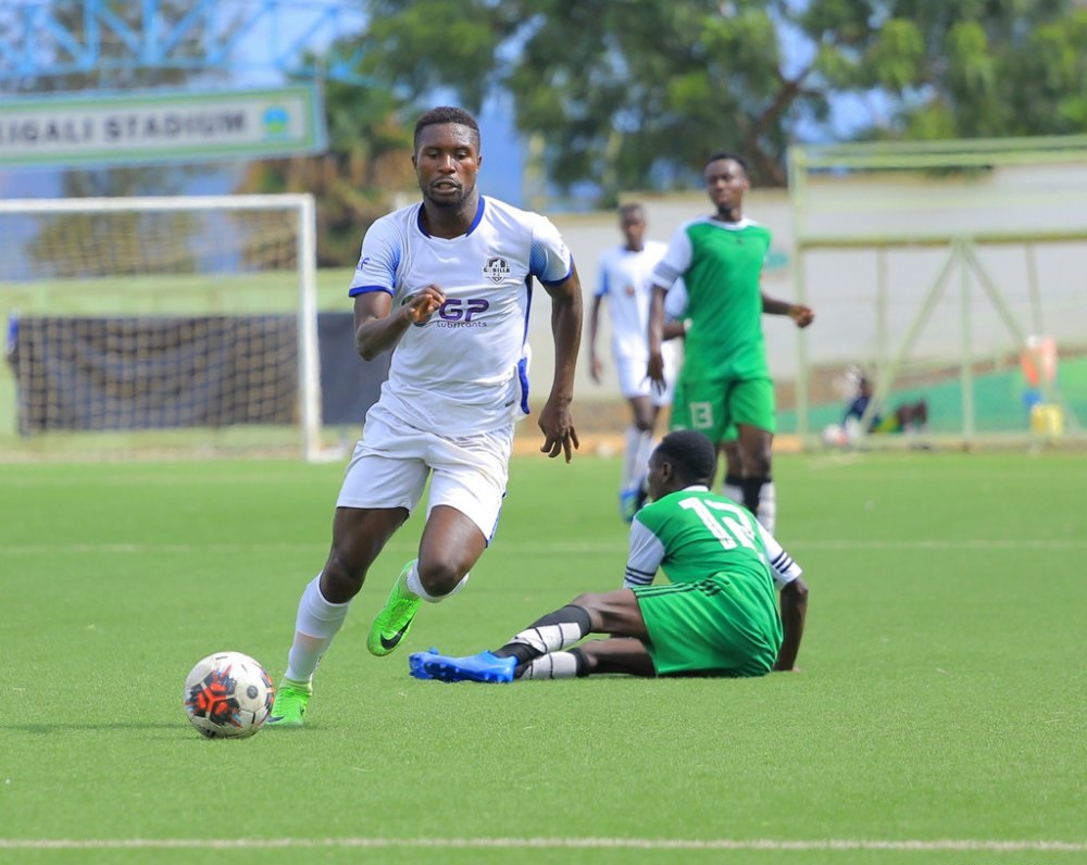 Gorilla FC striker Jean Claude Nizeyimana controls the ball during the match against Rwamagana (Courtesy)