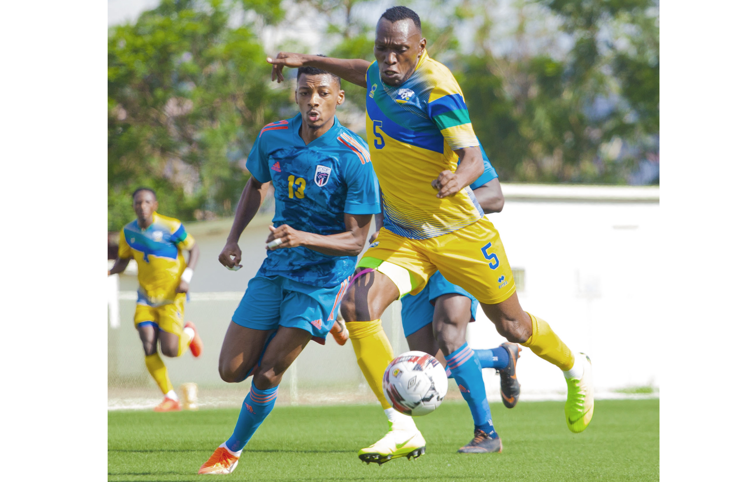 Amavubi striker Meddie Kagere dribbles past Cape Verde defender Nuno Borges during a goalless draw between the National team and Cape Verde at Kigali stadium in Nyamirambo on Tuesday, 17 November 2020.Photo by Hardi Uwihanganye