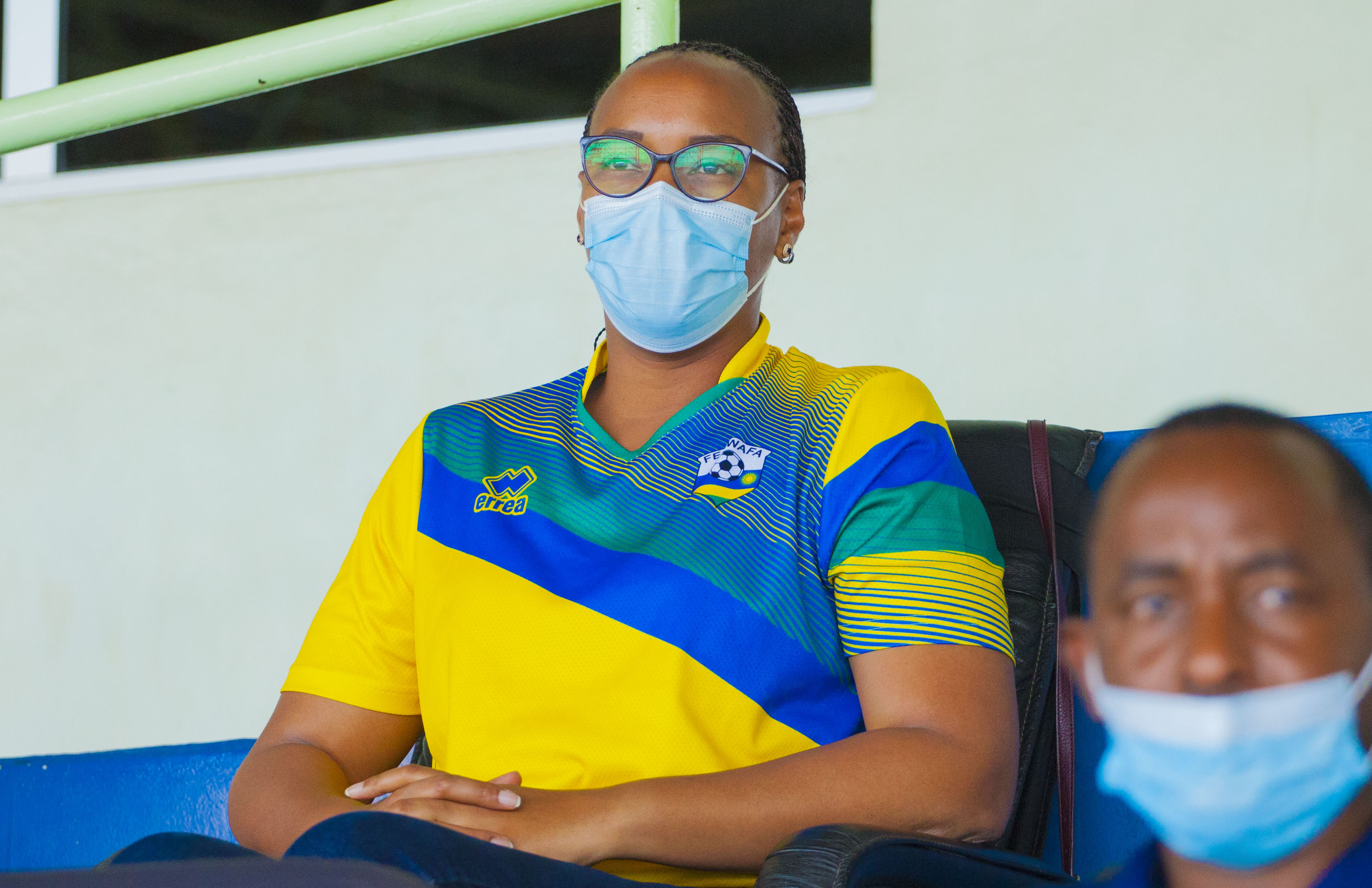 Minister of Sports Aurore Mimosa Munyagaju watched the game. Photo Hardi Uwihanganye 