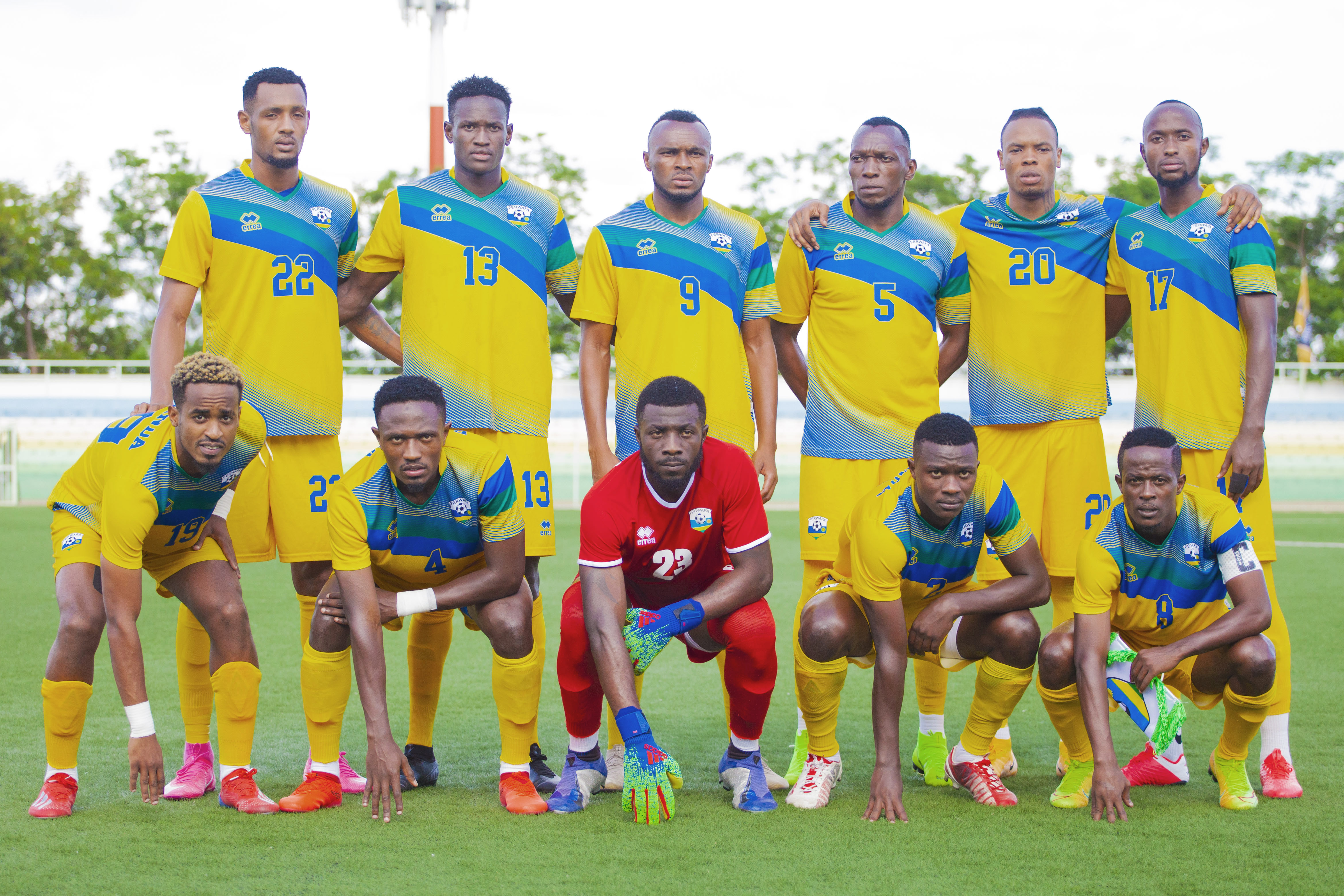 National football team starting line-up during a goalless draw against Cape Verde at Kigali Stadium yesterday. 