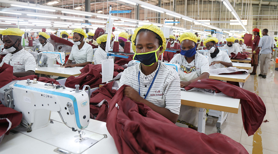 Workers at C&H Garment Factory at the Kigali Special Economic Zone in Gasabo District. In 2018, when Rwandau2019s access to AGOAu2019s apparels market was suspended, local producer C&H Garment Factory was the biggest exporter of apparels to the US. 