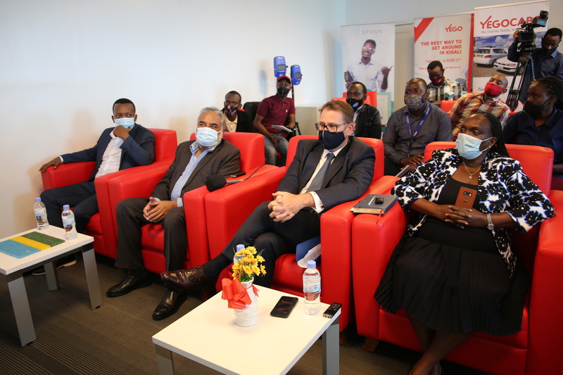 L-R: Country Manager of Spenn, Norbert Haguma; CEO & Managing Director of Yego, Karanvir Singh; Chief Executive Officer of I&M Bank, Robin Bairstow; and Transport License Veneranda Mukamurera during the launch of Yego-Spenn. 
