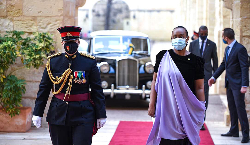 High Commissioner Yamina Karitanyi at San Anton Palace in advance of presenting credentials to the President of Malta