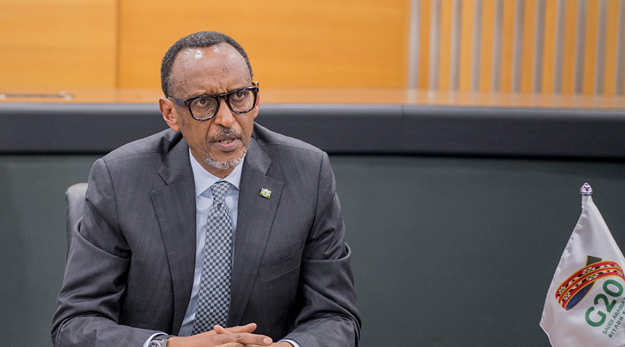 President Kagame addresses a virtual G20 summit over the weekend. He pointed out that the Covid-19 pandemic has widened structural gender disparity with the larger burden falling on women. 