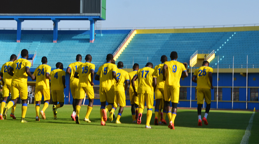 Amavubi players during a previous training session at Amahoro Stadium. There are concerns about preparations for the Under-17 national football team for the CECAFA competition. 