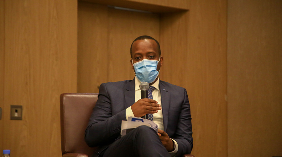 RSSB Director-General Regis Rugemanshuro speaks during a news conference in Kigali on Friday, November 20. 