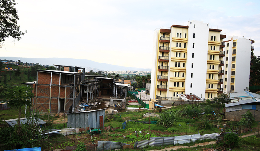 Some of the structures of the proposed Century Park in the upscale Nyarutarama area in Gasabo District. The facility, which was meant to have a hotel, high-end apartments and luxury villas, is among the properties seized by City of Kigali after the owners failed to complete them on time. / Photo: Sam Ngendahimana.