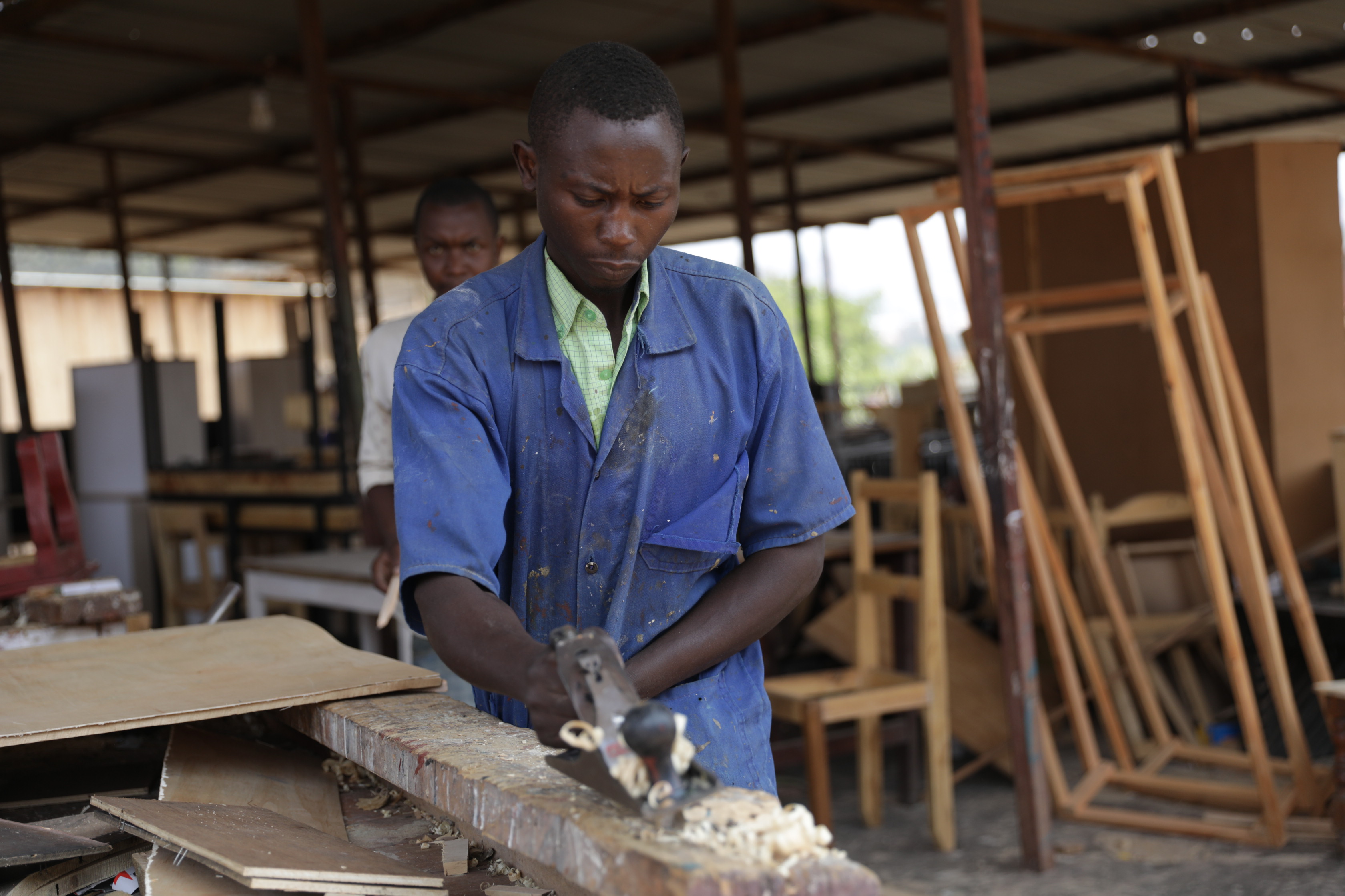 Members of Ubuzima Bushya Iwacu cooperative during their carpentry works at Agakiriro in Kacyiru on September 2, 2019. 