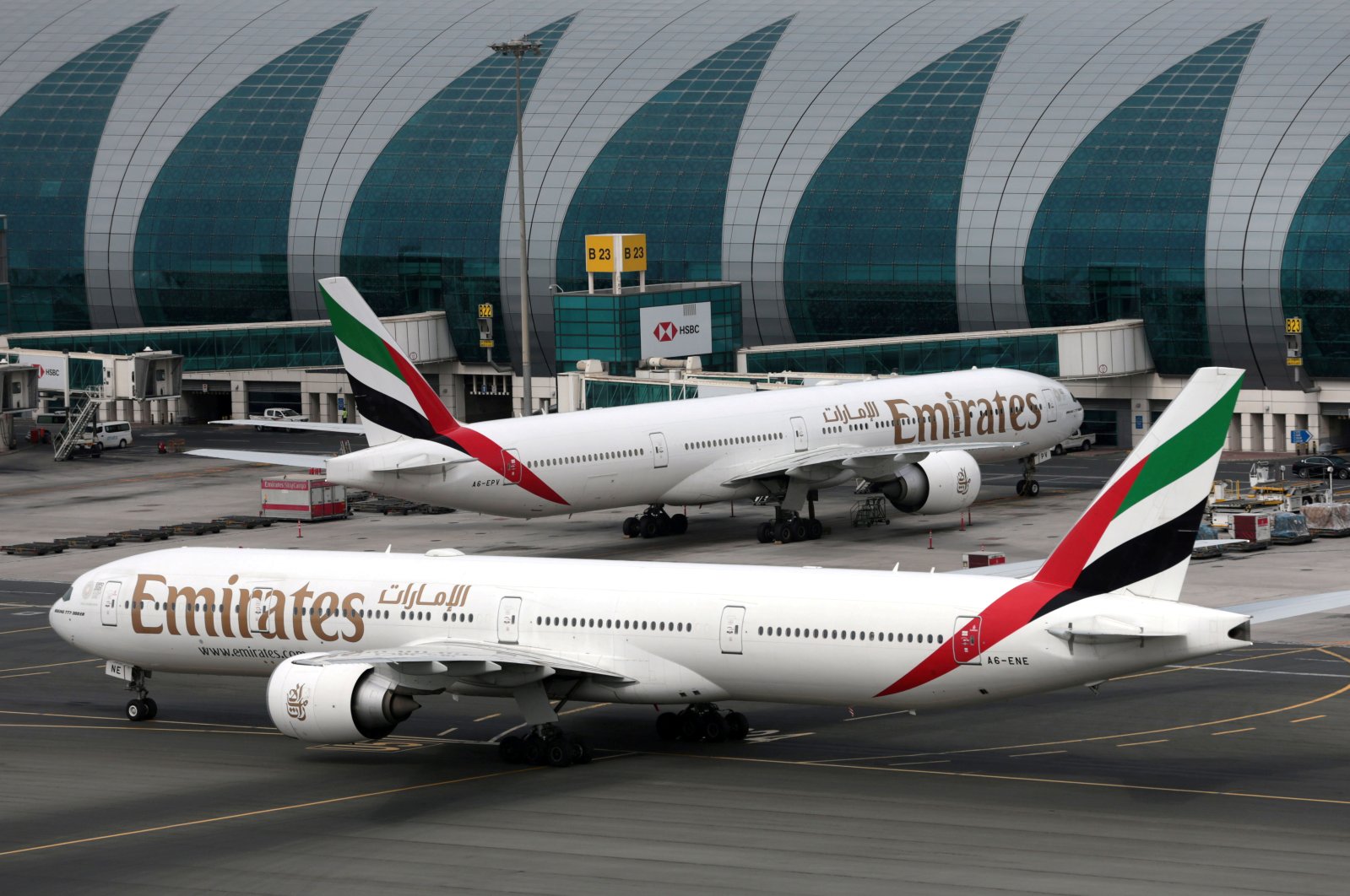 Emirates Airline Boeing 777-300ER planes at Dubai International Airport in Dubai, United Arab Emirates. / Net photo.