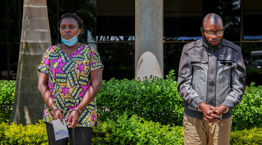 Jean Mbarushimana and Saphia Iribagiza who are suspected of using forged documents to sell a plot of land that is not theirs. 