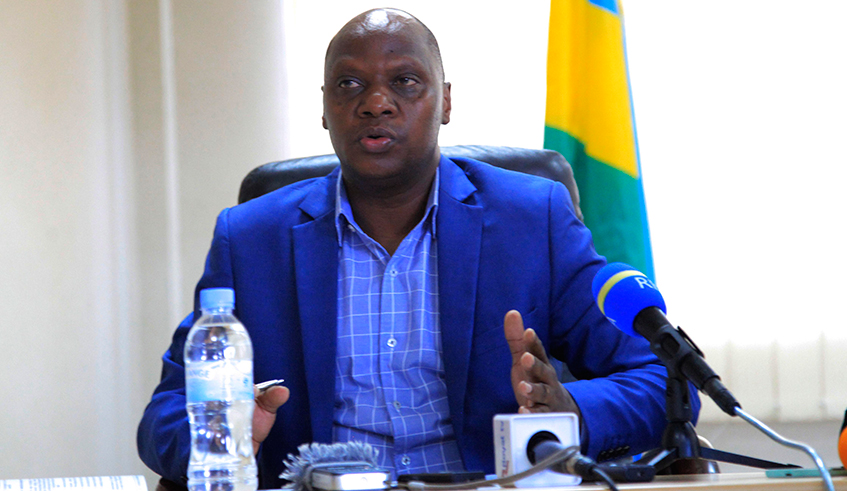 Charles Munyaneza, the Executive Secretary of the National Electoral Commission, speaks during a past news conference. / Photo: Sam Ngendahimana.