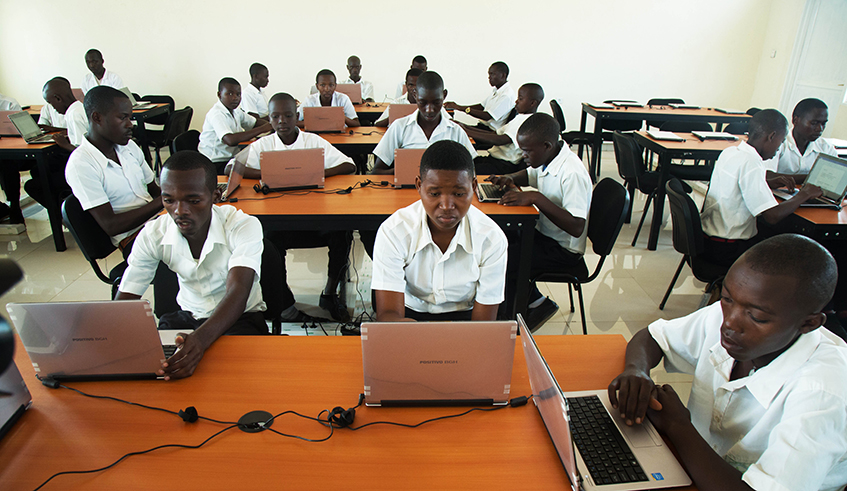 Students use Positivo laptops during IT class at Groupe Scolaire Rweru in Bugesera District.  / Photo: Sam Ngendahimana.