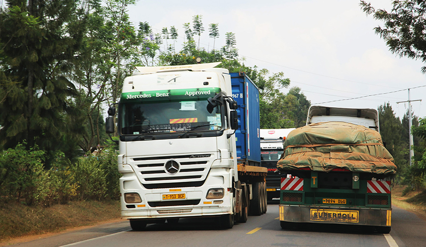 Cross-border trucks transport goods from Dar es Salaam to Kigali. / Photo: Craish Bahizi.