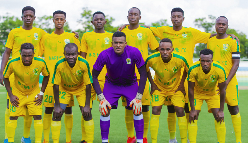 Marine FC pose for a group photo before their 3-0 match win against SC Kiyovu at Kigali Stadium on Tuesday, December 8, 2020. The Western province team are the current league leaders after two match days. / Photo: Courtesy.