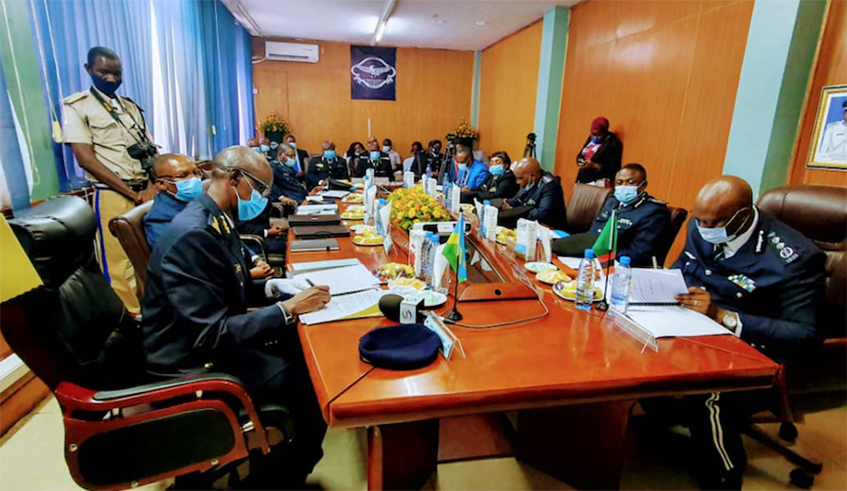 Rwanda and Zambia Police delegations during  the bilateral meeting