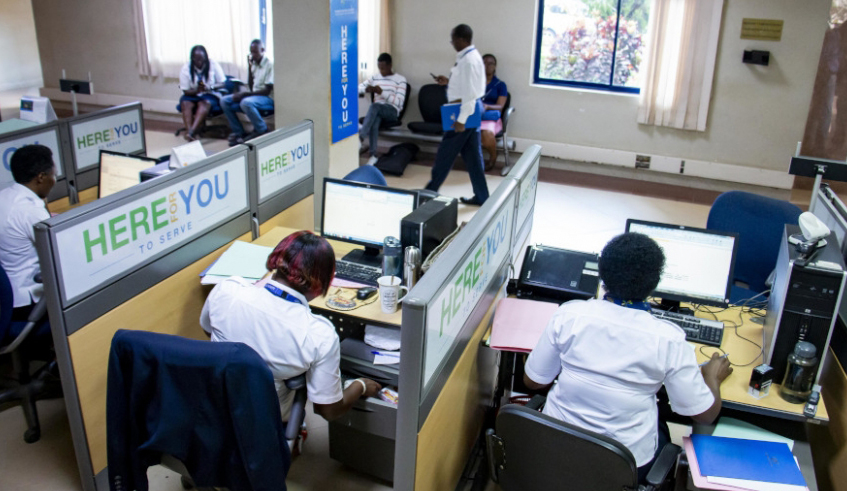Rwanda Revenue Authority personnel at work at their headquarters in Kimihurura. Tax policy, and its impact, is dependent on the strength (or weakness) of the countryu2019s tax administration. / Photo: File.