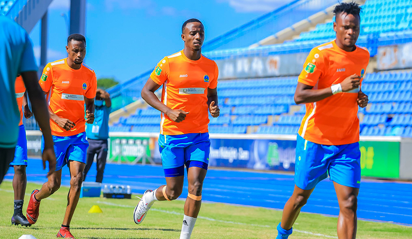 AS Kigali players warm-up before a past Confederation cup tie. The City of Kigal side start training on Wednesday, December 16 ahead of their Confederation cup tie against Ugandau2019s KCCA. / Photo: Courtesy.