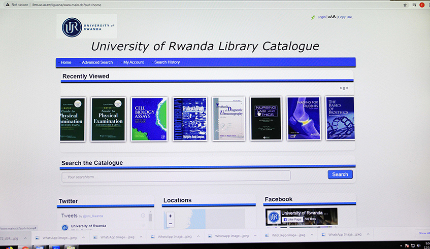 A screen capture of the digitized University of Rwanda library that enables students to freely access various academic journals and books online. / Photo: Sam Ngendahimana.