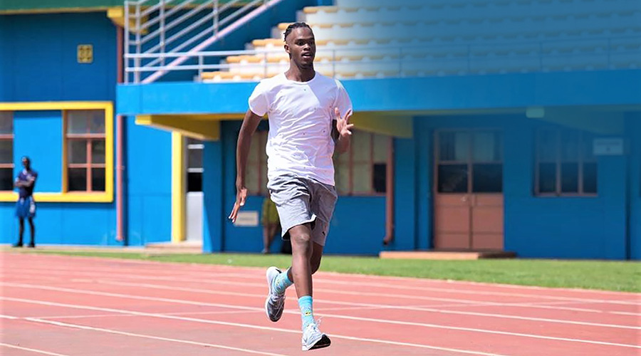 Kwame Karangwa, 18, finished second in the 100m junior category at the 2020 national athletics championships at Amahoro Stadium on Sunday, December 13. 