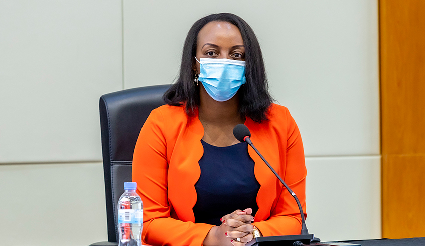 Minister for Trade and Industry Soraya Hakuziyaremye speaks during the news conference on Wednesday, December 16. / Photo: Courtesy.