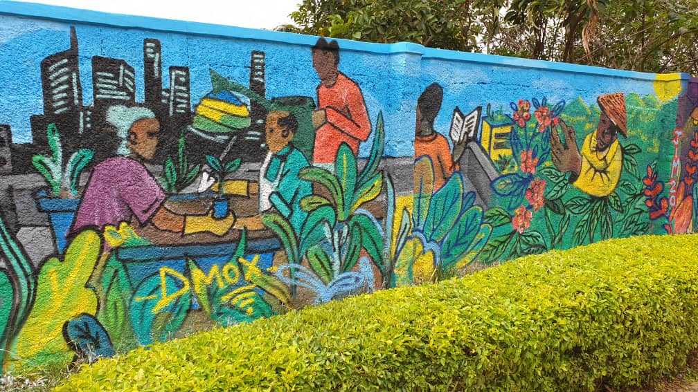 The mural painting in Kacyiru reflecting agriculture innovations.