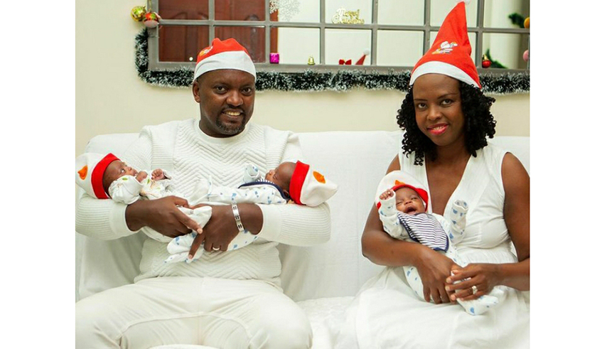 Singer Olivier Nzaramba and his wife recently welcomed triplets after 12 years of waiting. / Net photo.