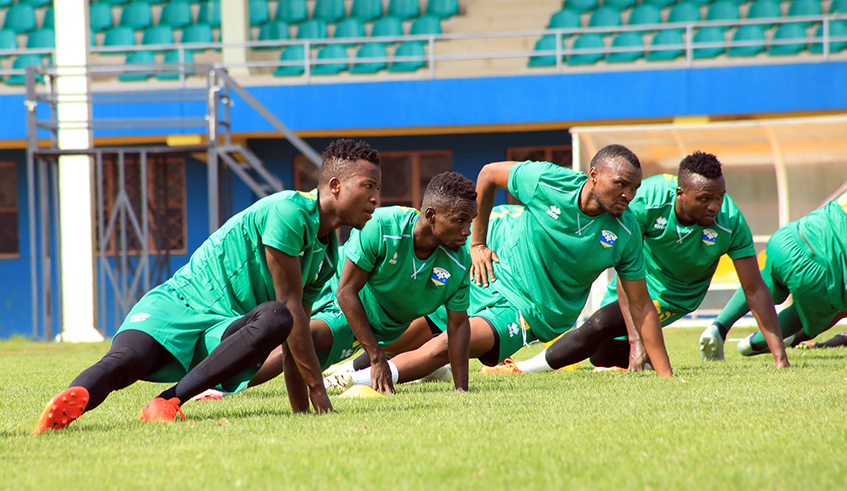 Amavubi senor team players during the ongoing training at Amahoro Stadium on December 29. / Photo: Courtesy.