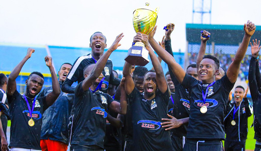 APR FC players celebrate the trophy after winning National League Champion May 23, 2020. / Courtesy. 