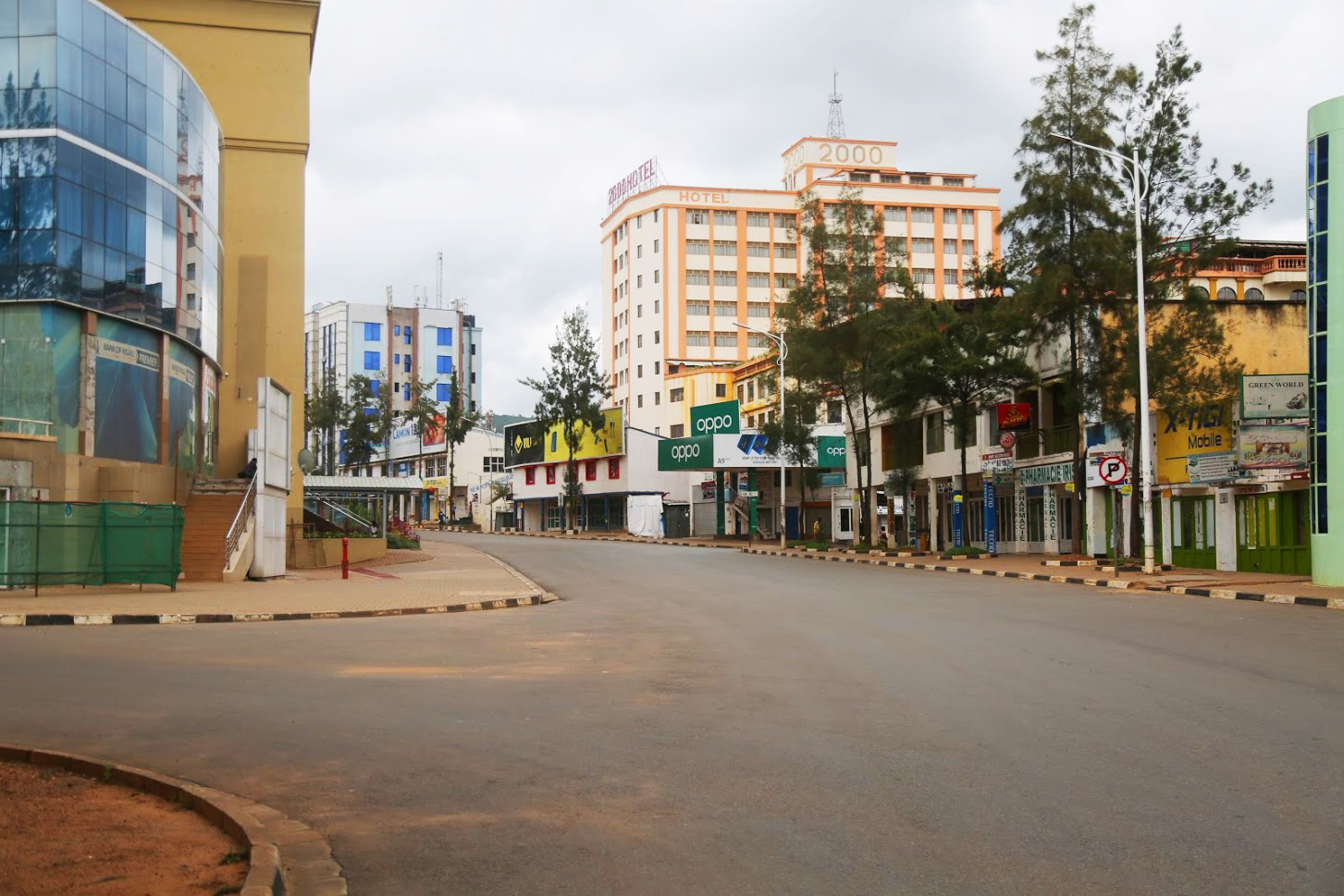 City of Kigali's Central Business District during the Covid-19 lockdown as business activity was halted. 