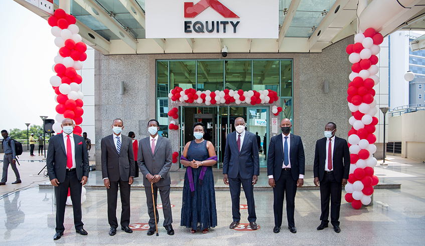 Equity Bank Rwanda officials in a group photo after the rebranding event on December 30. / Photos: Dan Nsengiyumva.