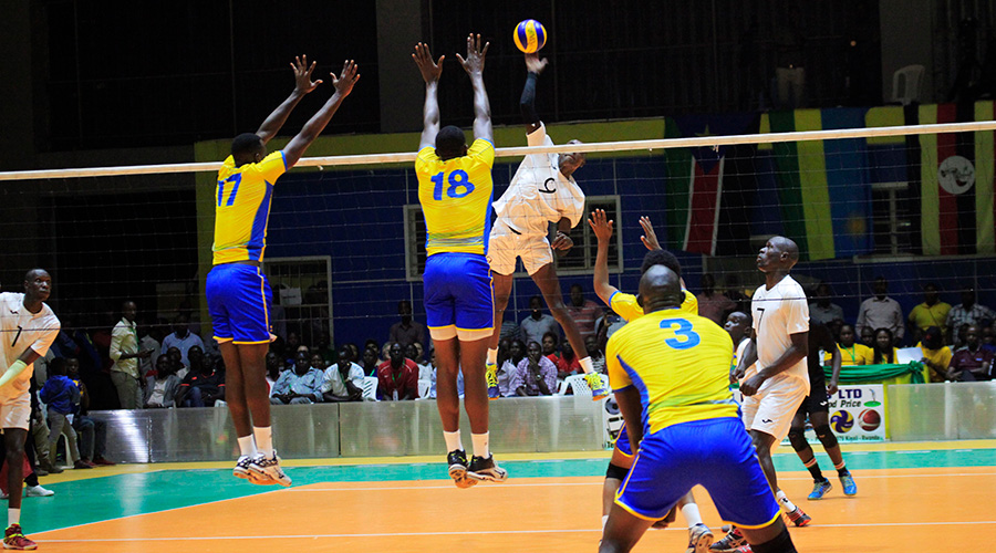 The national volleyball team during a past match against Kenya at Amahoro Stadium. 