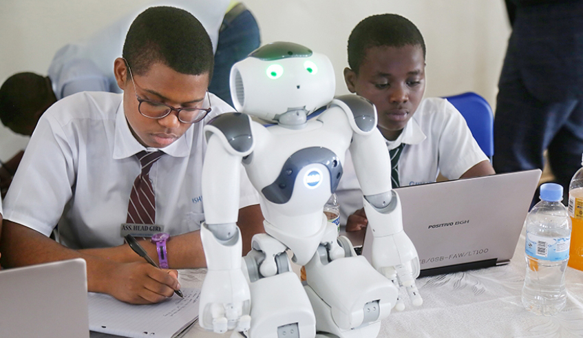 Students from Fawe Girls School use tech-enabled learning systems on February 11, 2020. Connectivity is the first step in establishing advanced infrastructure for remote education. / Photo: File.